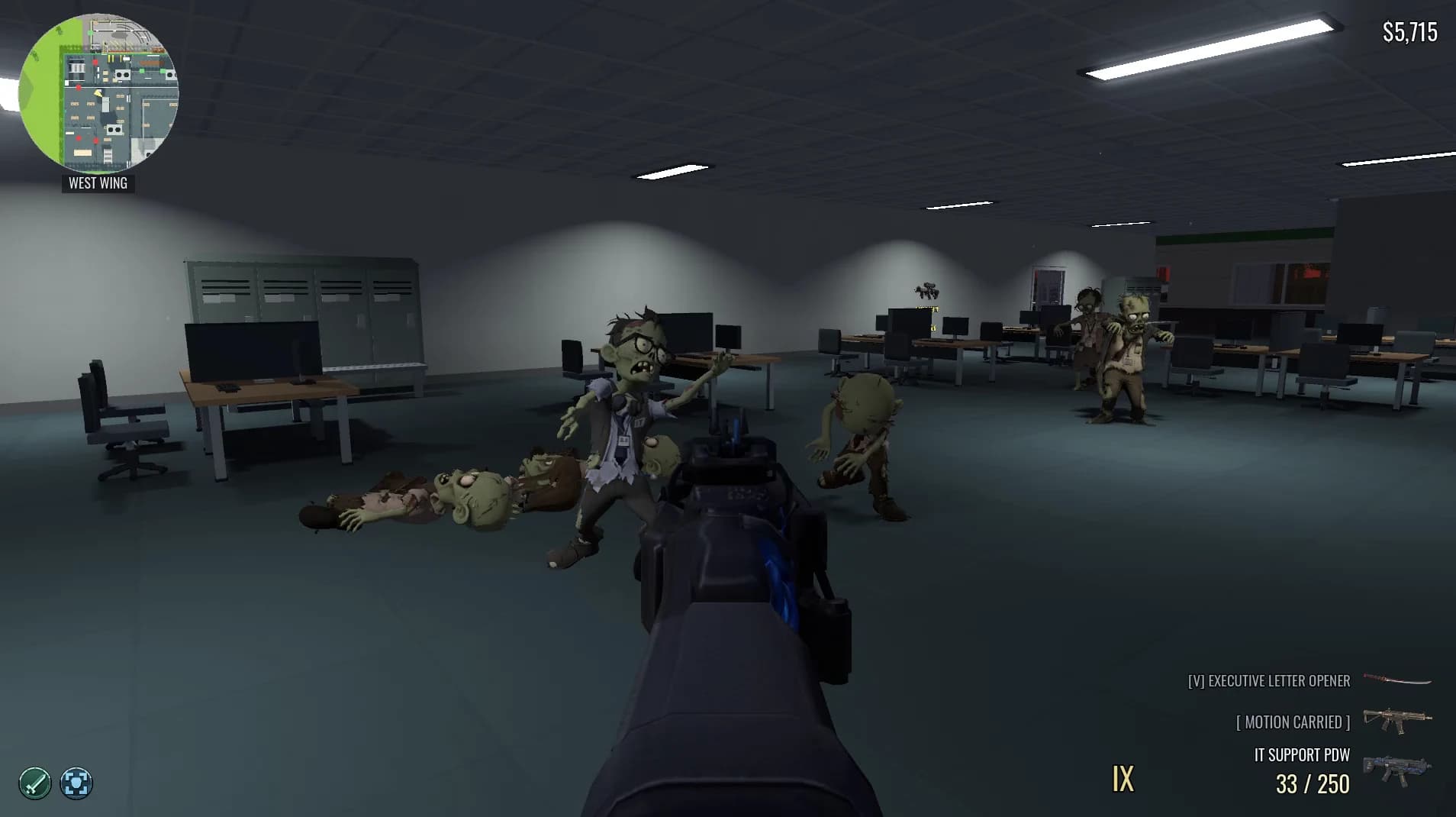 The office floor during a Beta 48 firefight